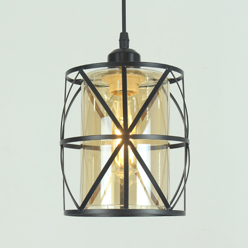 Iron Wire Cage Pendant Lighting Industrial 1-Light Hanging Lamp Fixture for Bar