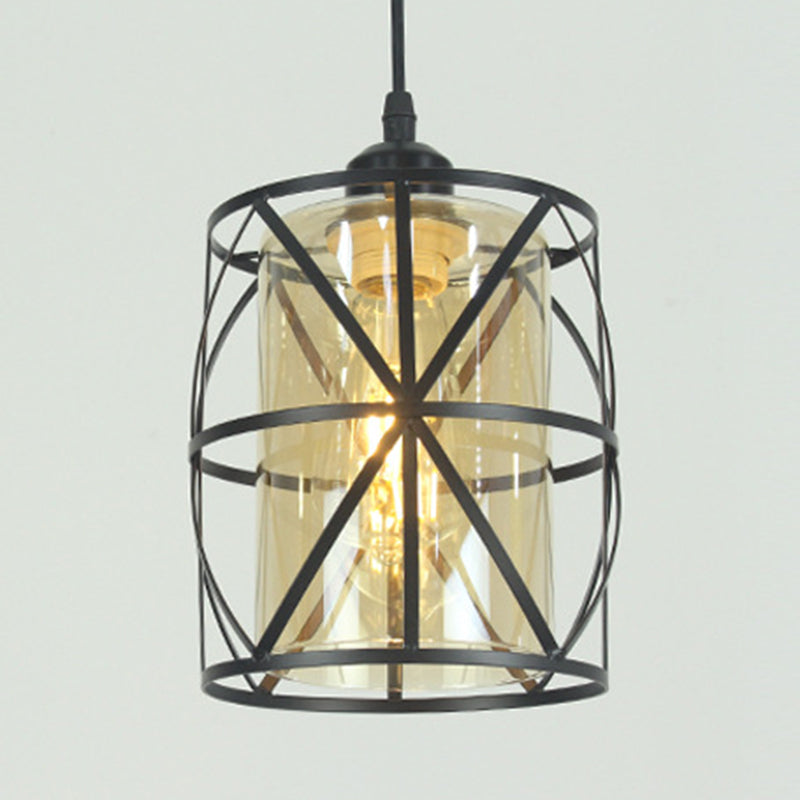 Iron Wire Cage Pendant Lighting Industrial 1-Light Hanging Lamp Fixture for Bar