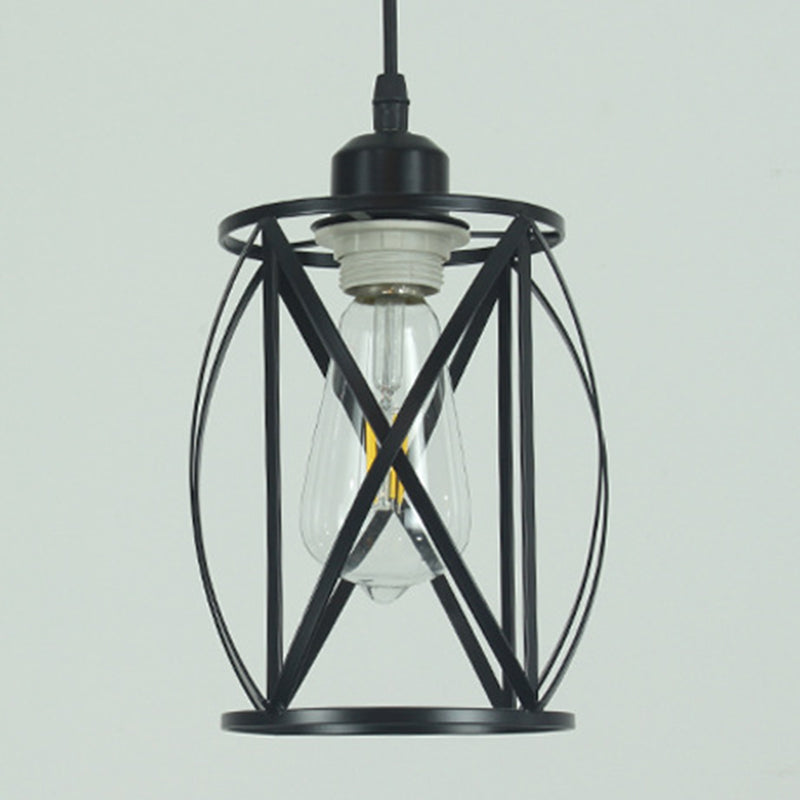 Iron Wire Cage Pendant Lighting Industrial 1-Light Hanging Lamp Fixture for Bar