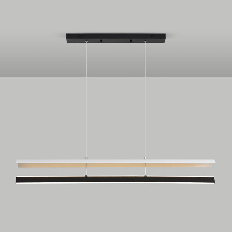 Strip-Shaped Island Pendant Metal Minimalist Linear LED Suspension Lamp for Dining Room