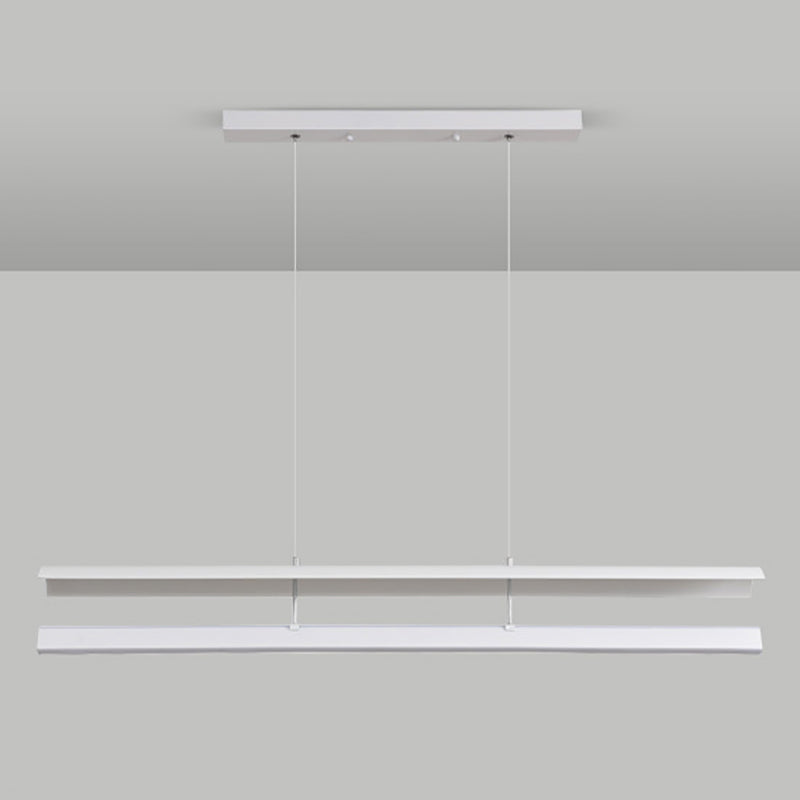 Strip-Shaped Island Pendant Metal Minimalist Linear LED Suspension Lamp for Dining Room
