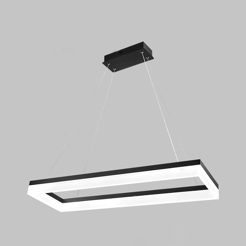 Modern Rectangular Island Pendant Light LED Dining Room Drop Lamp with Acrylic Shade