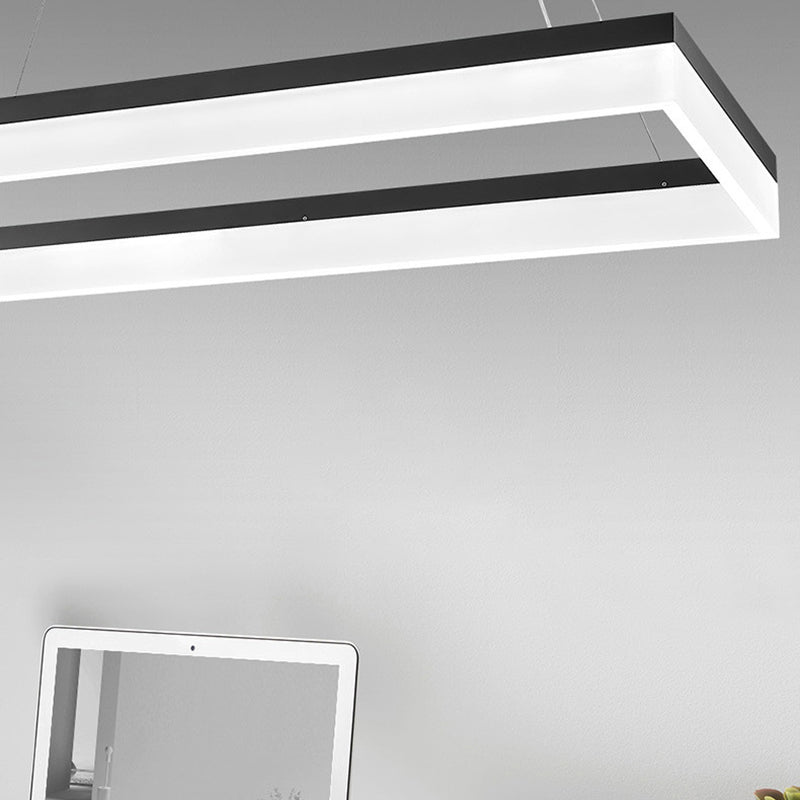 Modern Rectangular Island Pendant Light LED Dining Room Drop Lamp with Acrylic Shade
