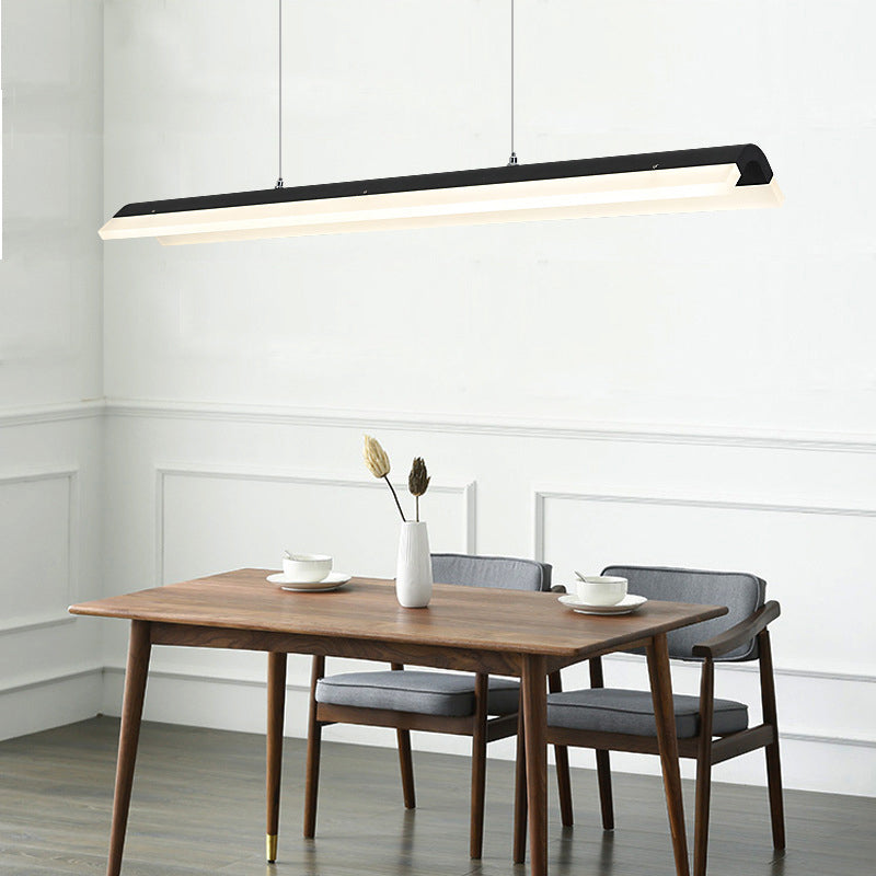 Éclairage de suspension en métal minimaliste en forme de bande LED Éclairage pour salle à manger