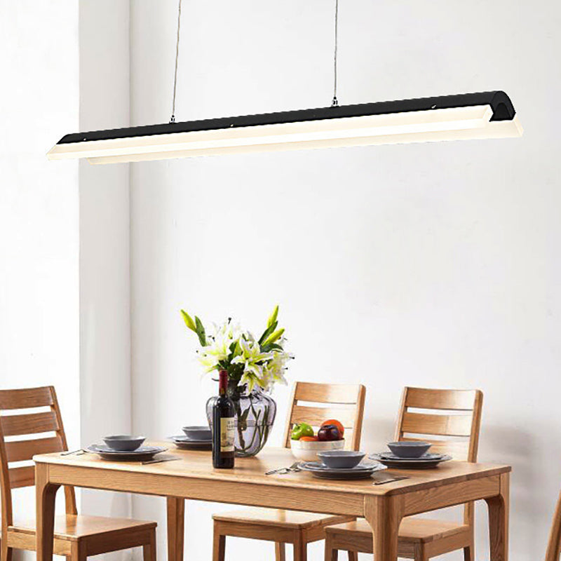 Éclairage de suspension en métal minimaliste en forme de bande LED Éclairage pour salle à manger