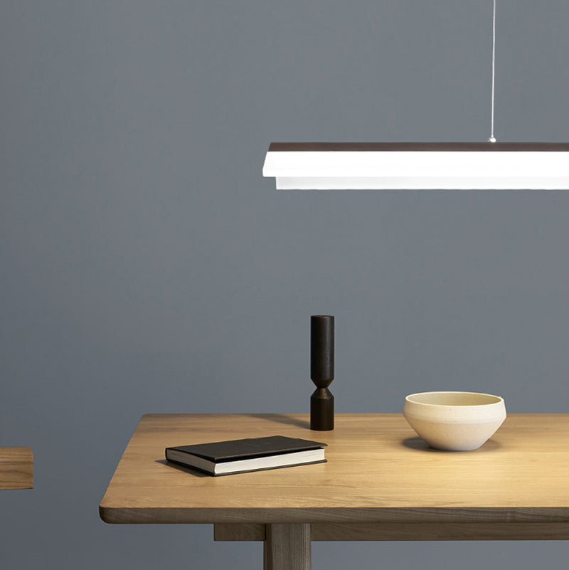 LED Strip Shaped Island Light Minimalist Metal Suspension Lighting for Dining Room