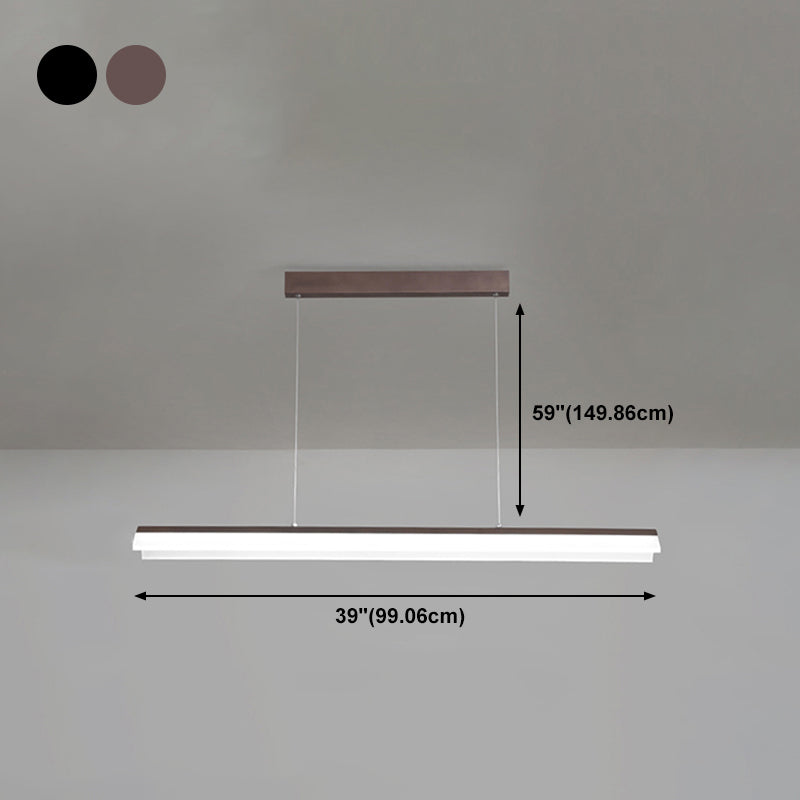 LED Strip Shaped Island Light Minimalist Metal Suspension Lighting for Dining Room