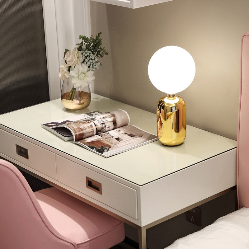 Round Glass Shade Table Light Simplicity Style Night Table Lamp for Bedroom