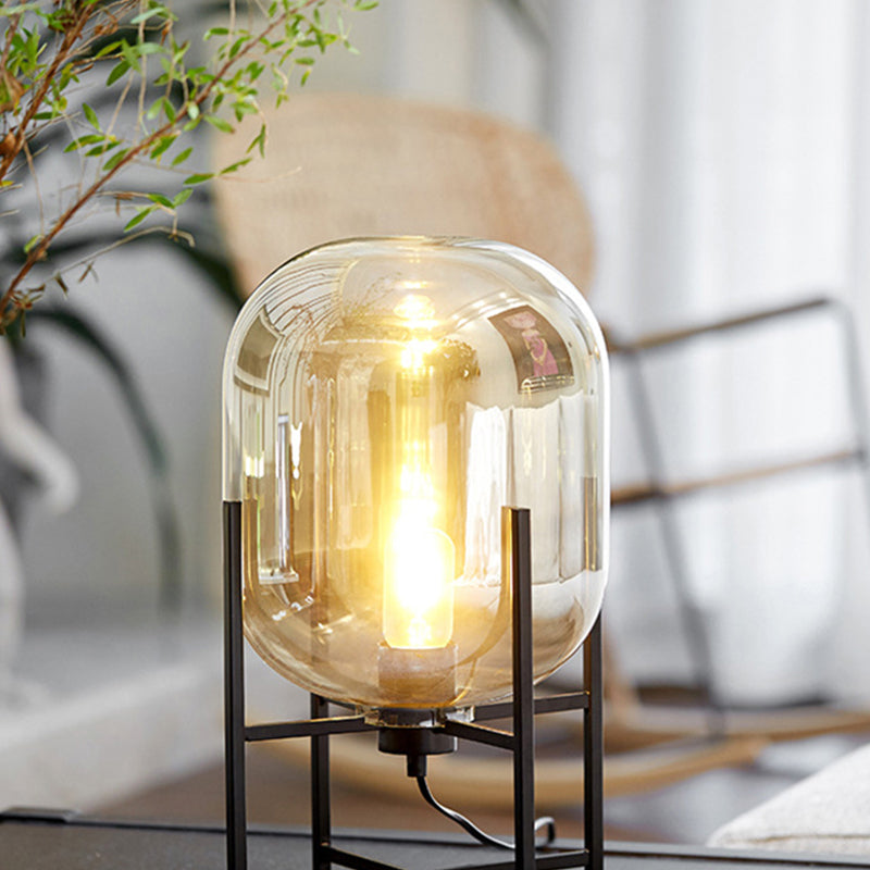 Modern Desk Lamp Household Desk Lighting Fixture with Glass Shade for Bedroom Study Room