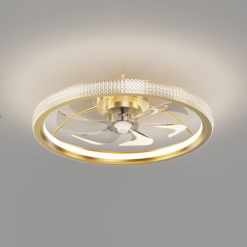Ventola del soffitto della camera da letto circolare Luce in metallo moderno lampada a soffitto a sfioramento