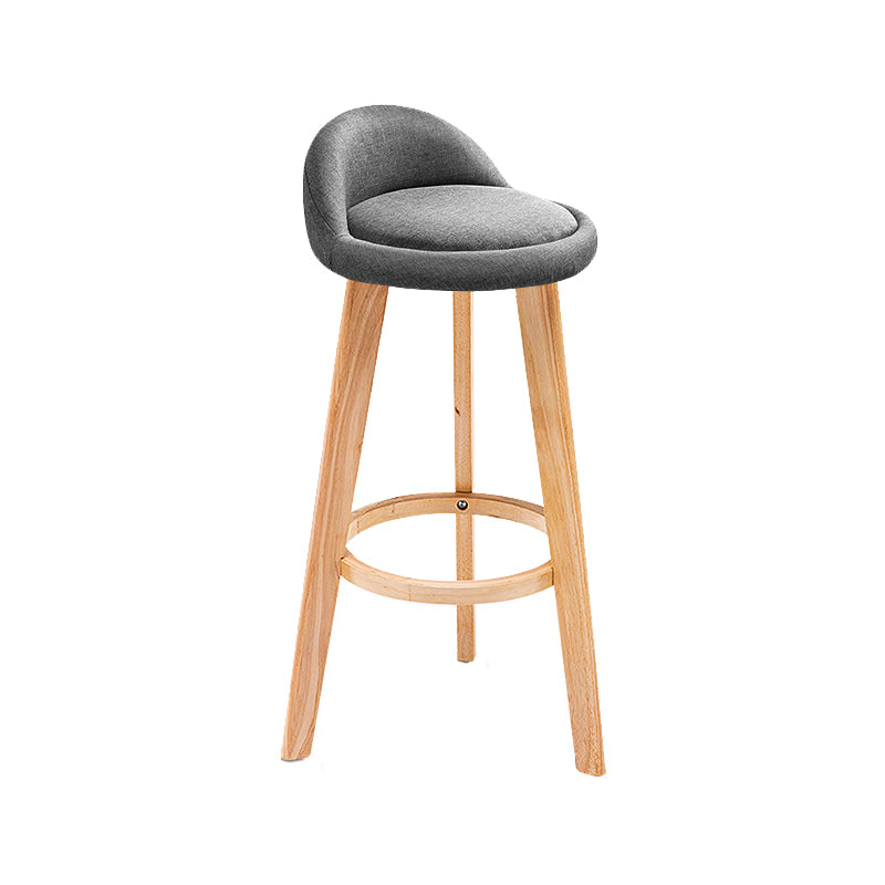 Taburete de bar de estilo escandinavo, patas de madera, asiento redondo con respaldo bajo