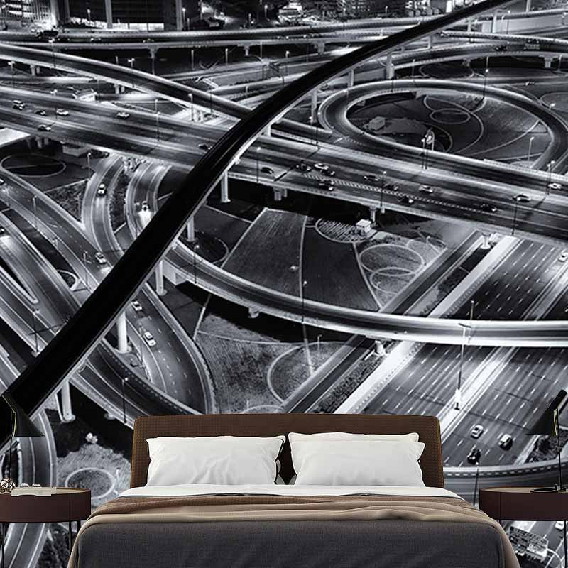 Urban Transportation Mildew Resistant Mural Wallpaper Sleeping Room Wall Mural