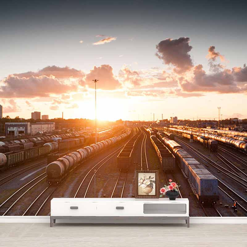 Modern Style Wall Mural Wallpaper Urban Transportation Sitting Room Wall Mural