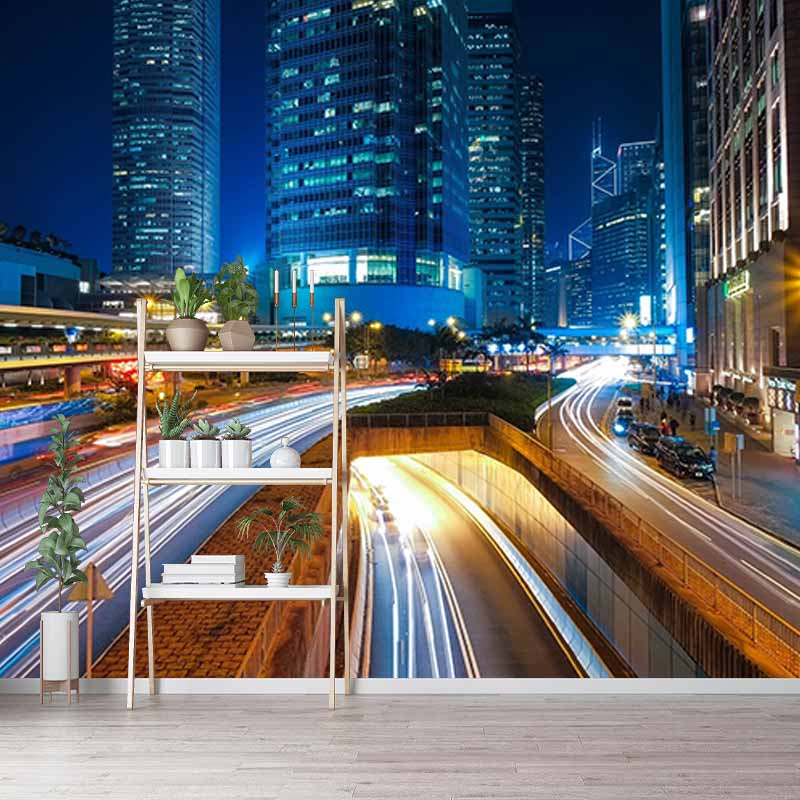 Environment Friendly Mural Wallpaper Urban Transportation Sleeping Room Wall Mural