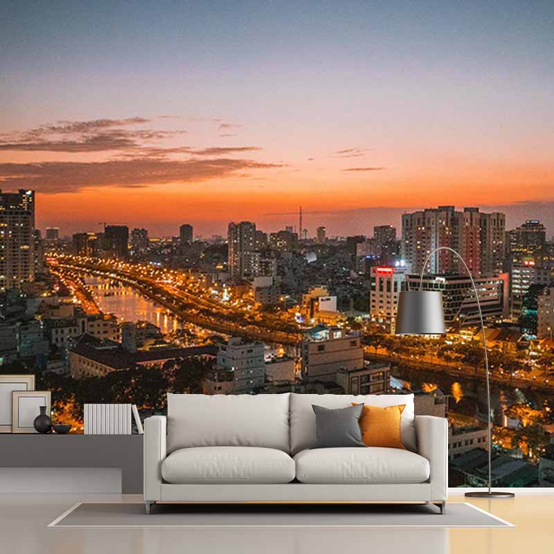 Urban Landscape Mildew Resistant Mural Wallpaper Living Room Wall Mural