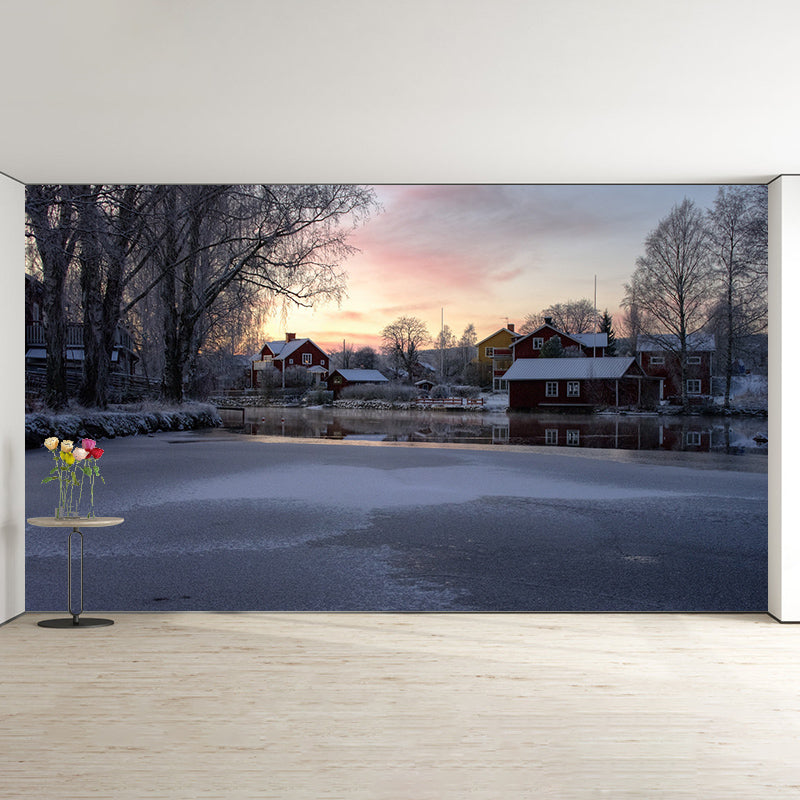 Eco-friendly Wall Mural Wallpaper Town Scenery Photography Sitting Room Wall Mural