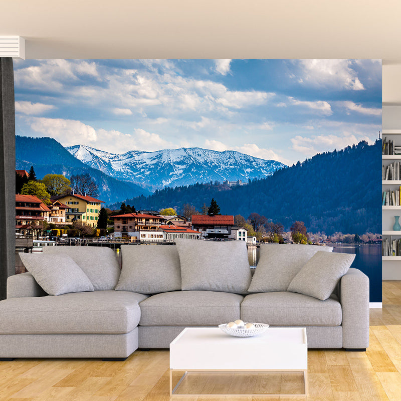 Eco-friendly Wall Mural Wallpaper Town Scenery Photography Sitting Room Wall Mural
