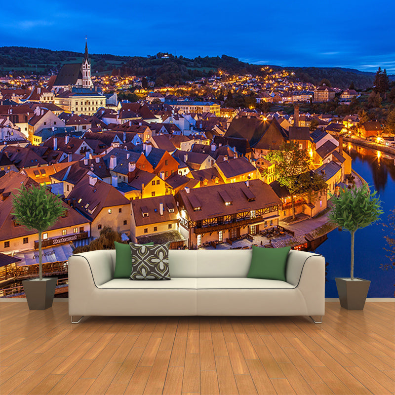 Town Scenery Mildew Resistant Wallpaper Photography Sleeping Room Wall Mural