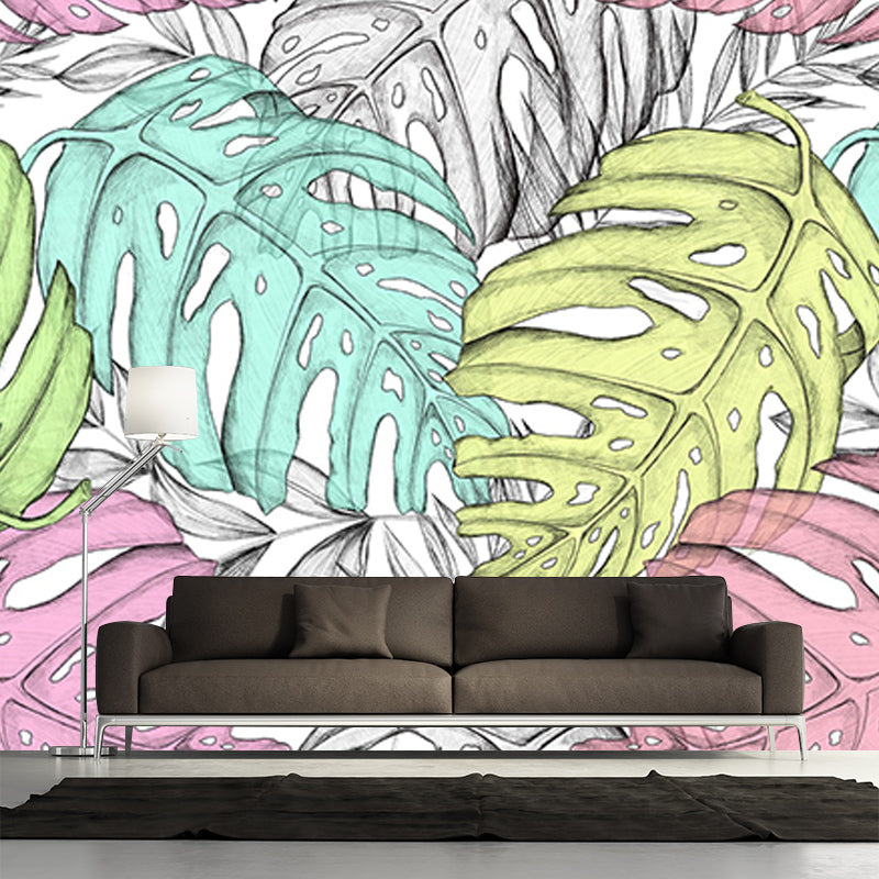 Modern Style Mural Wallpaper Monstera Environment Friendly Bedroom Wall Mural