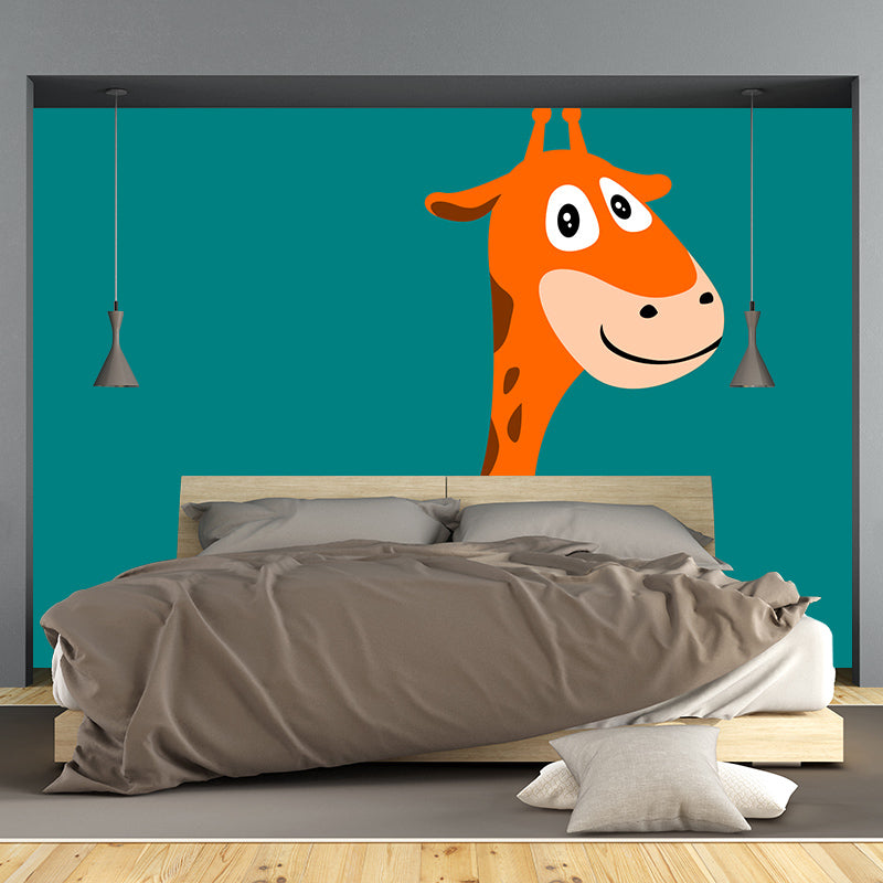 Cartoon Animals Illustration Stain Resistant Wallpaper Living Room Wall Mural