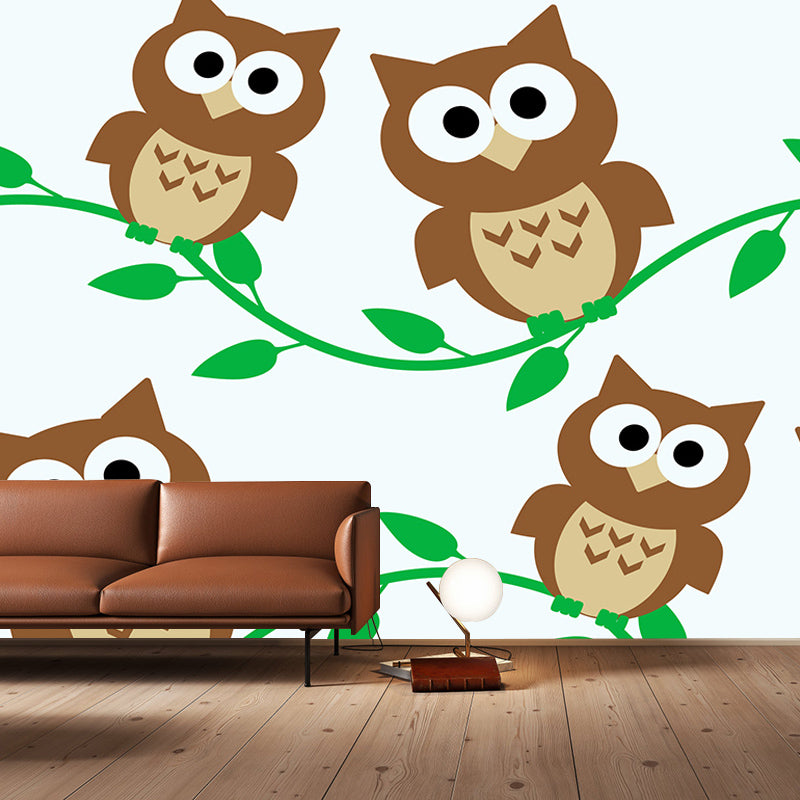 Environmental Wall Mural Wallpaper Cartoon Animals Sitting Room Wall Mural