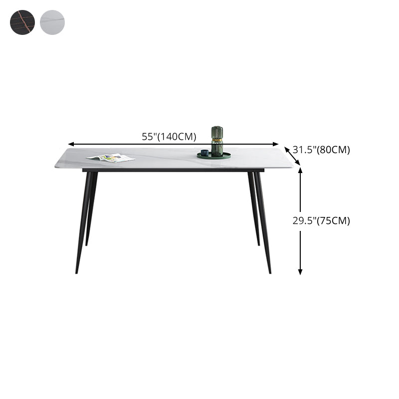 Rectangle Shape Industrial Style Dining Table Sintered Stone Fixed Table for Restaurant
