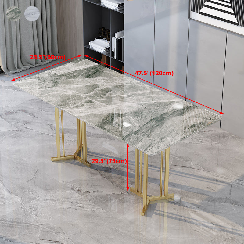 Eettafel van gesinterde steen Traditionele luxe rechthoekige tafel met gouden frame