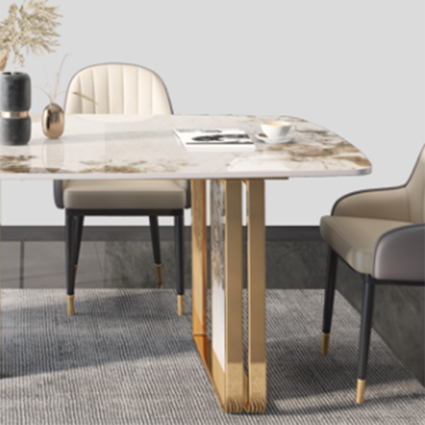Luxus gesinterte Stein Tisch Rechteck Innentisch mit doppelter Sockelbasis