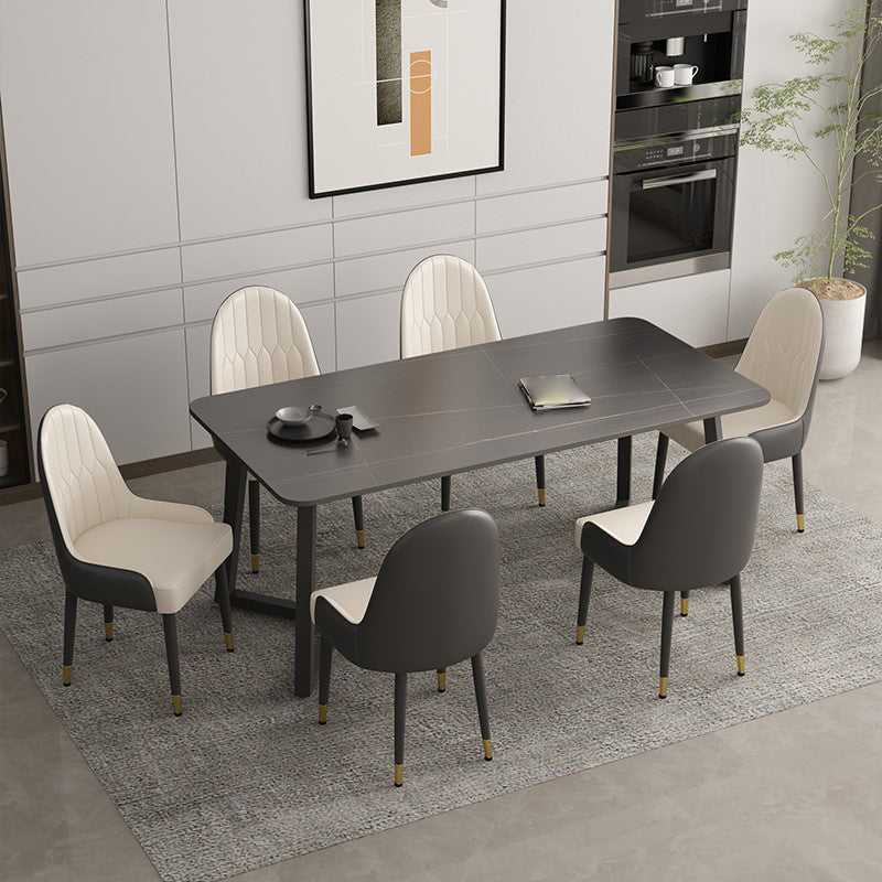 Mesa de comedor de piedra sinterizada Mesa de comedor moderna con pedestal doble
