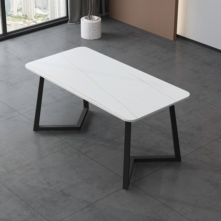 Mesa de comedor de piedra sinterizada Mesa de comedor moderna con pedestal doble