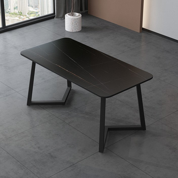 Mesa de comedor de piedra sinterizada Mesa de comedor moderna con pedestal doble