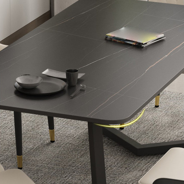 Mesa de comedor de piedra sinterizada Mesa de comedor moderna con pedestal doble
