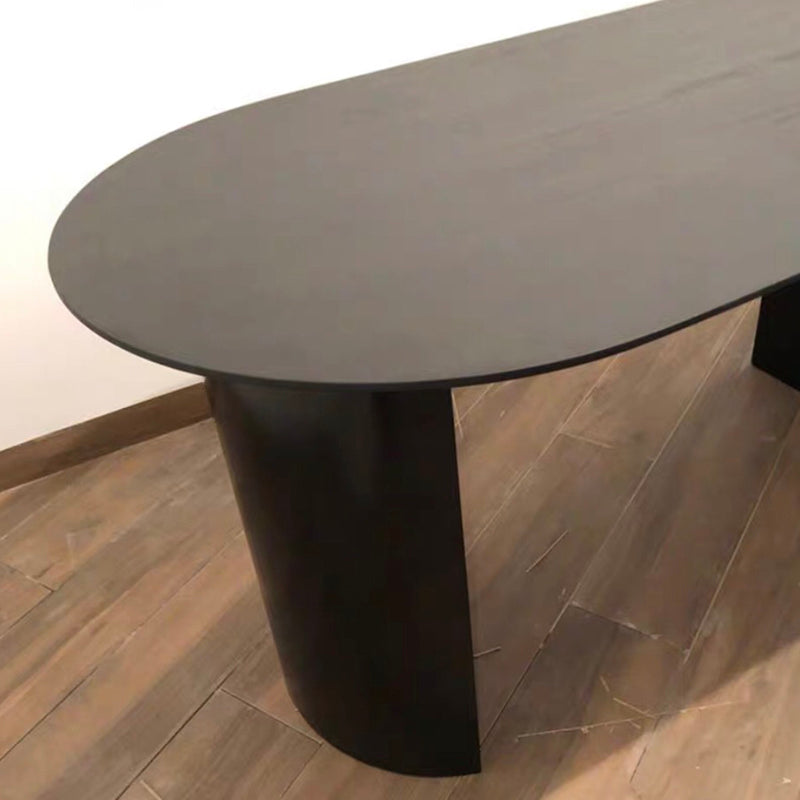 Oval Shape Simplicity Dining Table Fixed Table with Pinewood Solid Wood