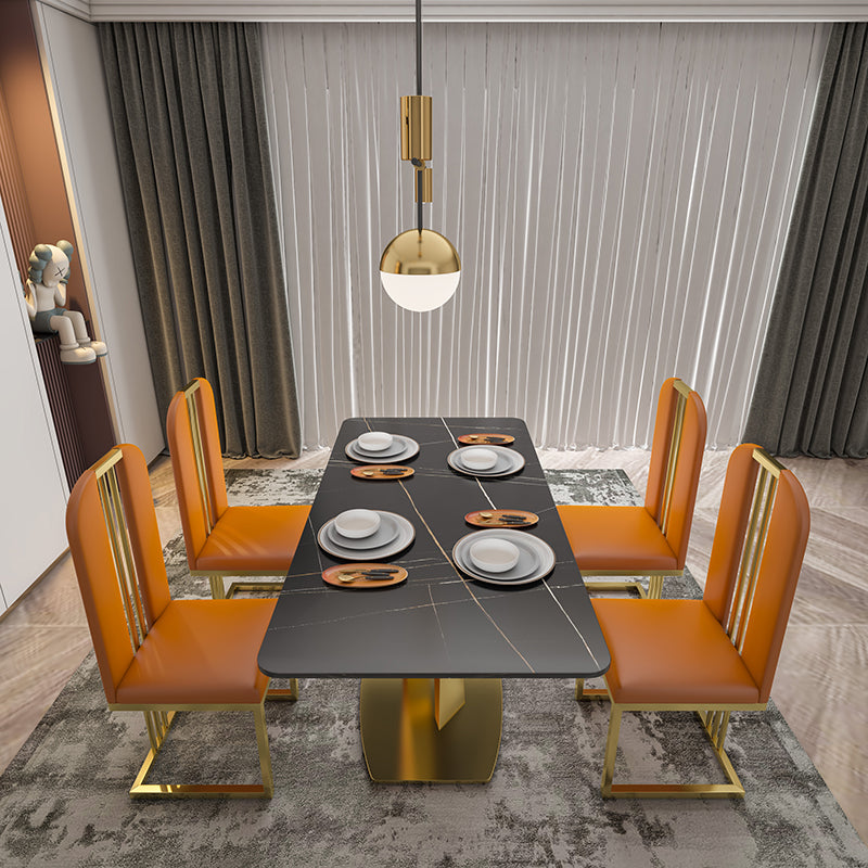 Table à manger en pierre frittée Guéridon de luxe traditionnel avec cadre doré