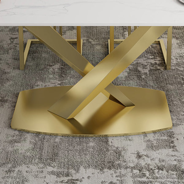 Table à manger en pierre frittée Guéridon de luxe traditionnel avec cadre doré