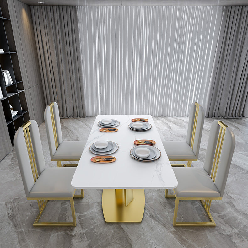 Table à manger en pierre frittée Guéridon de luxe traditionnel avec cadre doré