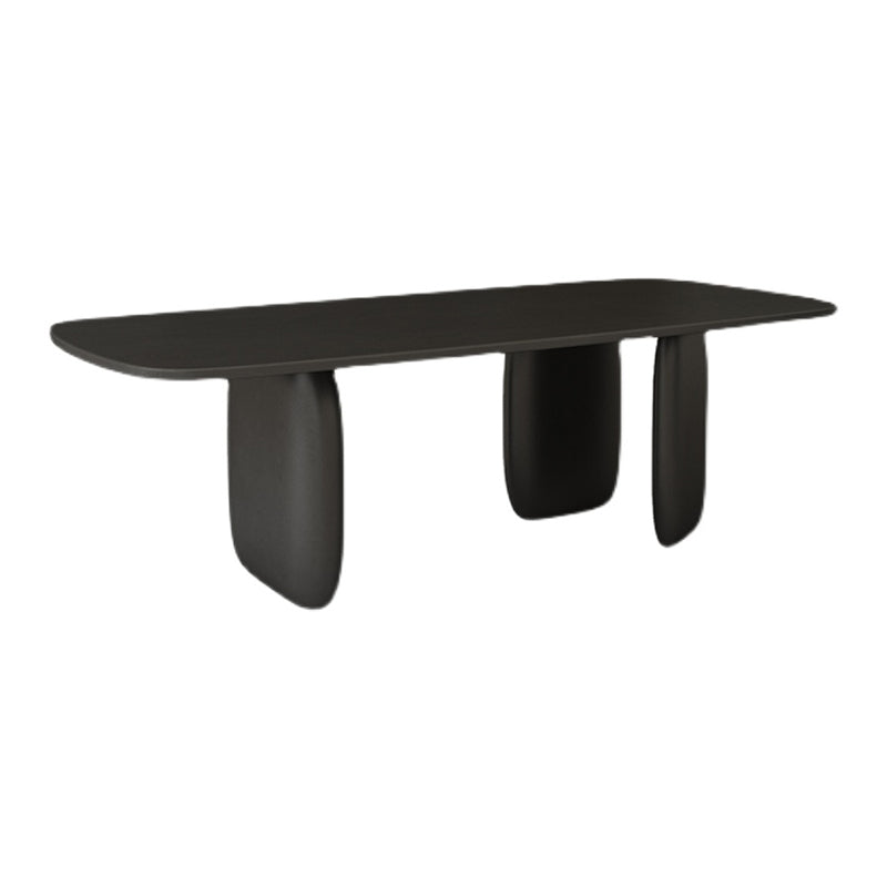 Mesa de comedor con forma rectangular, mesa de madera maciza moderna con 3 patas para comedor