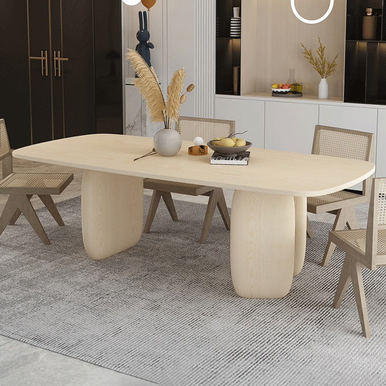 Mesa de comedor con forma rectangular, mesa de madera maciza moderna con 3 patas para comedor