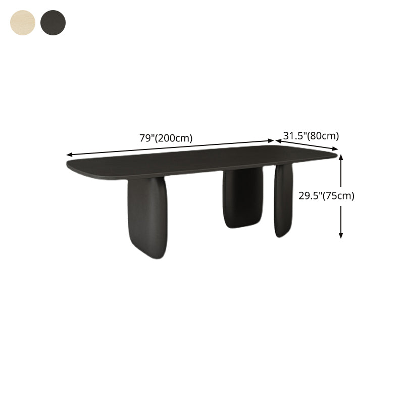 Mesa de comedor con forma rectangular, mesa de madera maciza moderna con 3 patas para comedor