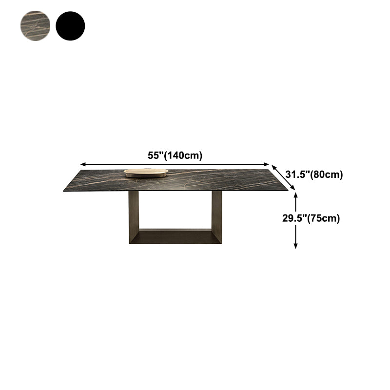 Stone Top Dining Table Rectangle Dining Table with Trestle Base