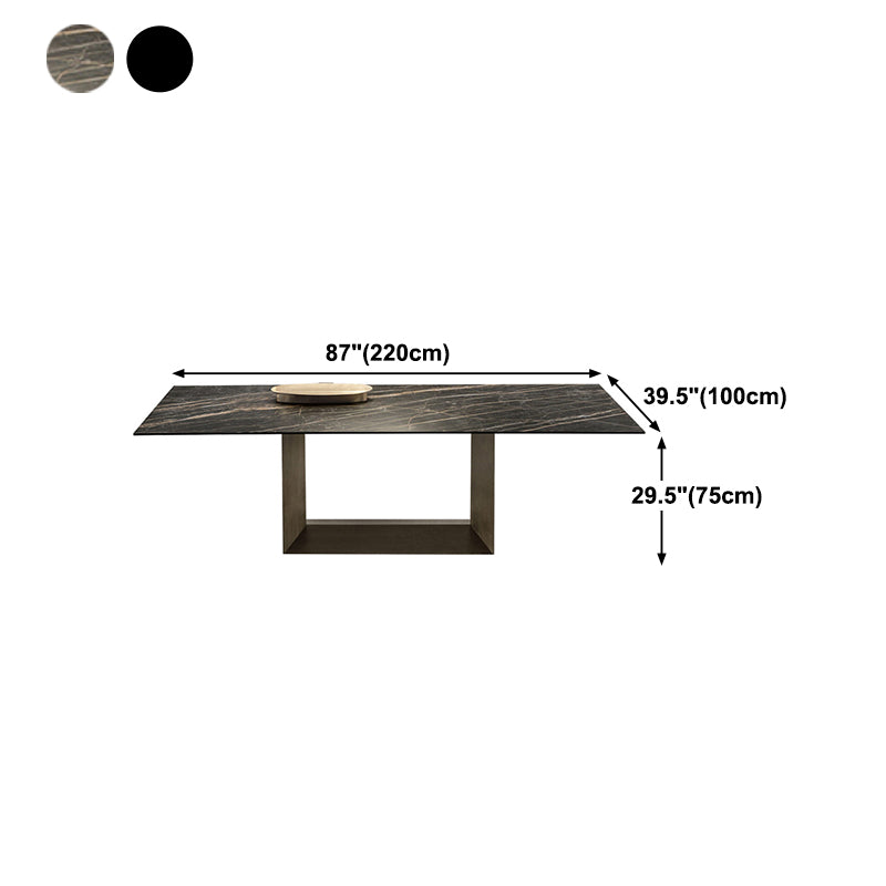 Stone Top Dining Table Rectangle Dining Table with Trestle Base