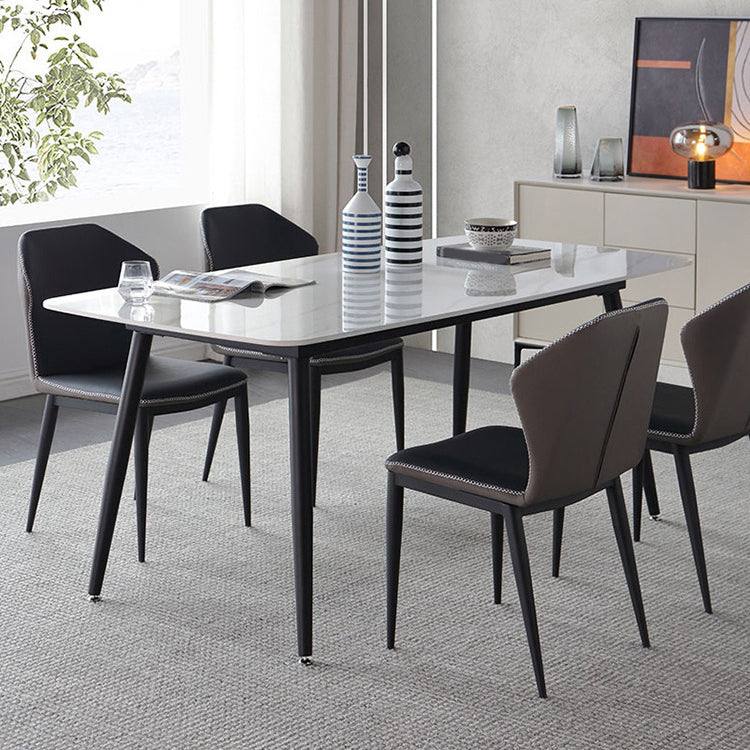 Industrial Style Dining Site Table Rectangle Stone Furniture with 4 Legs