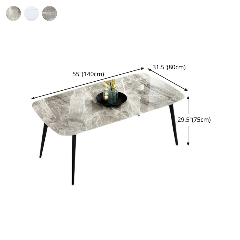 Industrial Style Dining Site Table Rectangle Stone Furniture with 4 Legs