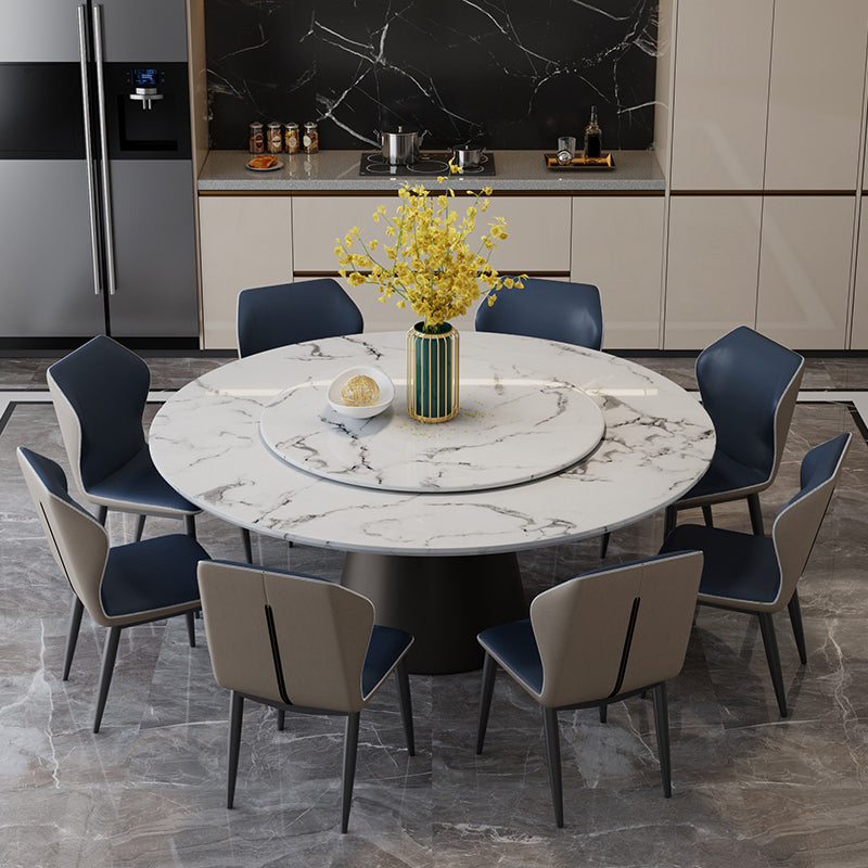 Round Pedestal Dining Site Table Contemporary Dinner Table with Turntable