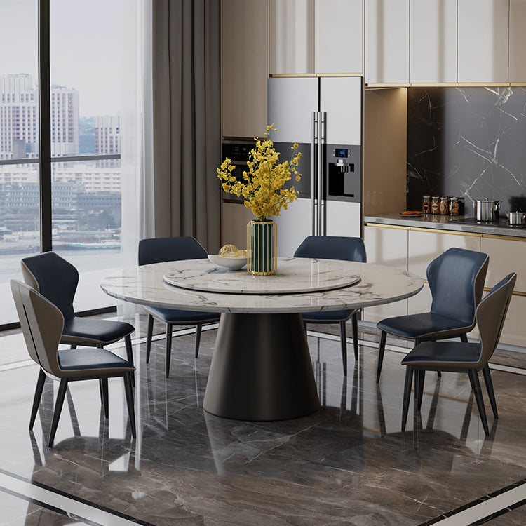 Round Pedestal Dining Site Table Contemporary Dinner Table with Turntable