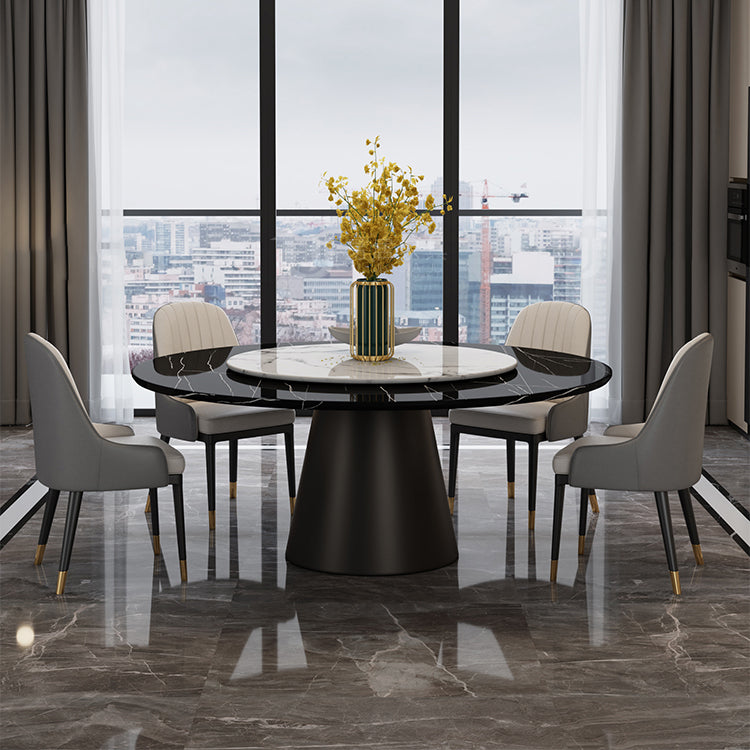 Round Pedestal Dining Site Table Contemporary Dinner Table with Turntable