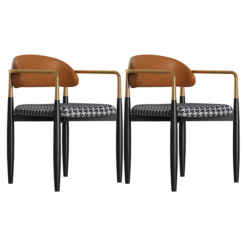 Modern Home Upholstered Arm Chair Matte Finish Open Back Dining Chair
