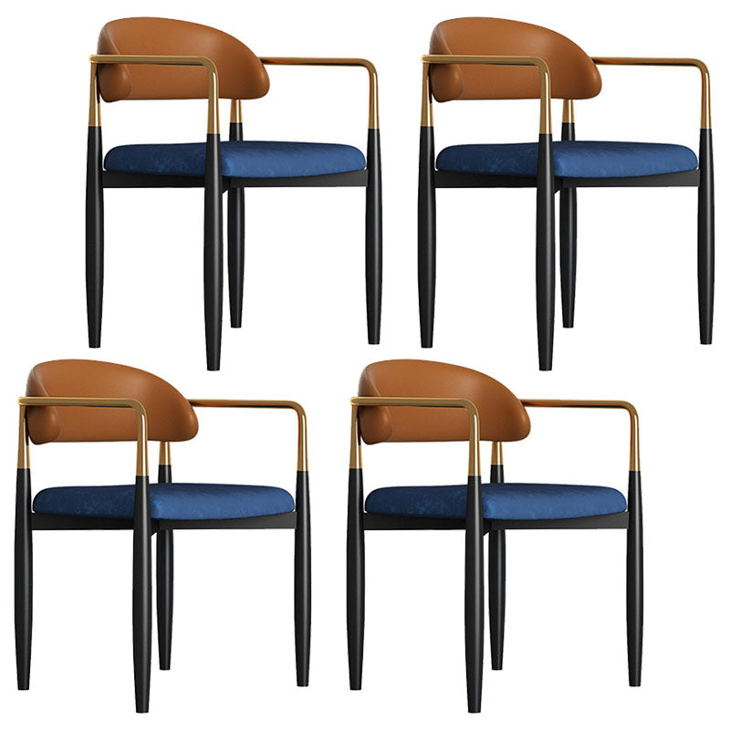 Silla de comedor tapizada casera moderna con respaldo abierto y acabado mate