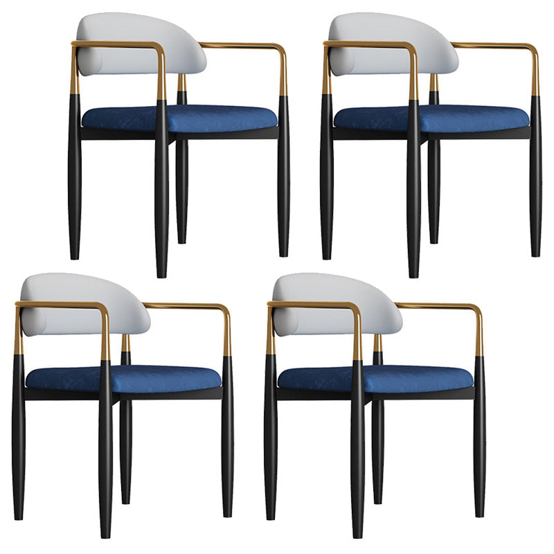Silla de comedor tapizada casera moderna con respaldo abierto y acabado mate