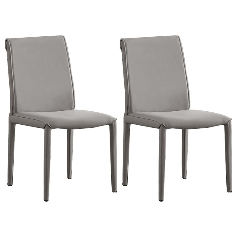 Designer Style Home Leather Side Chair Matte Finish Solid Back Dining Chair
